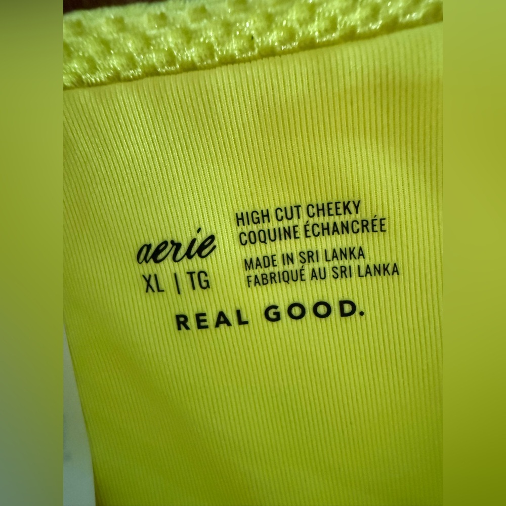 aerie Neon Yellow High-Cut Bikini Bottoms - Picture 2 of 3